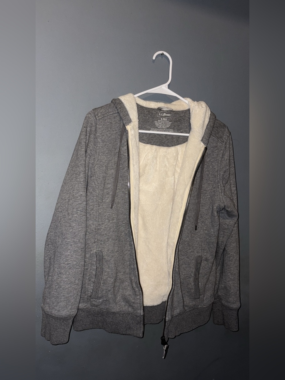 L.L.Bean Sherpa-Lined Grey Zip-Up Hoodie